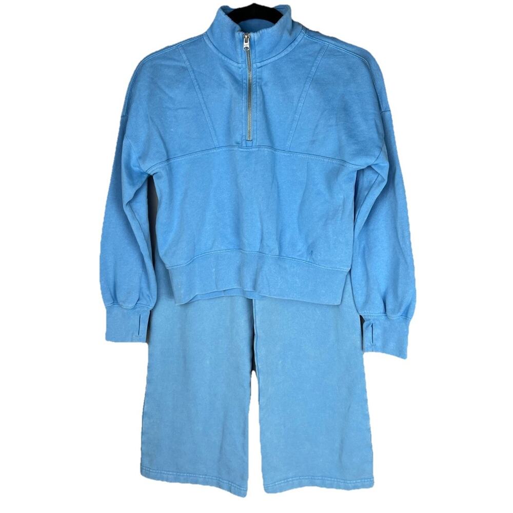 Abercrombie Kids Girls Blue Sweatsuit Set Size 11 12 Pant Sweatshirt Zip Pull On
